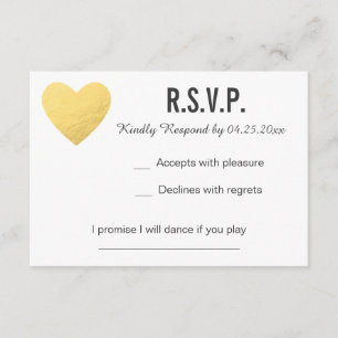 Wedding   Goldherz UAWG-Karte   Warte  RSVP Karte