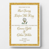 Wedding Golf Party Weekend White Gold Glitzer Fotoplatte (Vorderseite)