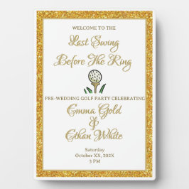 Wedding Golf Party Weekend White Gold Glitzer Fotoplatte