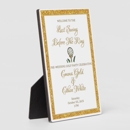 Wedding Golf Party Weekend White Gold Glitzer Fotoplatte (Seite)