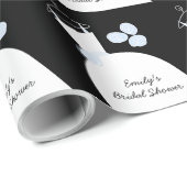 Wedding Gown Blue 'Brautparty' Black Geschenkpapier (Rolleneckpunkt)