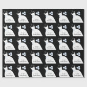 Wedding Gown Blue 'Brautparty' Black Geschenkpapier (Flach)