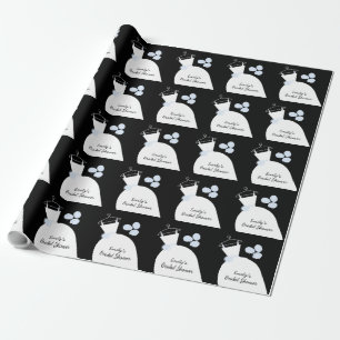 Wedding Gown Blue 'Brautparty' Black Geschenkpapier