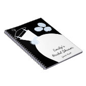 Wedding Gown Blue "Brautparty" Notebook schwarz Notizblock (Rechte Seite)
