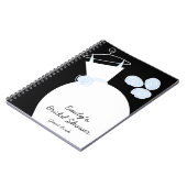 Wedding Gown Blue "Brautparty" Notebook schwarz Notizblock (Linke Seite)