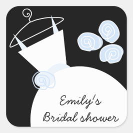 Wedding Gown Blue 'Brautparty' Quadrat schwarz Quadratischer Aufkleber