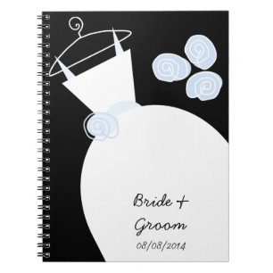 Wedding Gown Blue 'Bridal and Groom' schwarz Notizblock