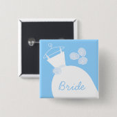 Wedding Gown Blue 'Bride' Black Button (Vorne & Hinten)