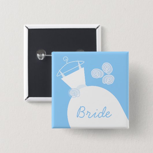 Wedding Gown Blue 'Bride' Black Button (Vorne & Hinten)