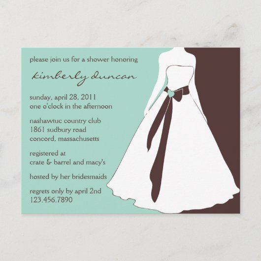 Wedding Gown Brautparty Einladung (Vorderseite)