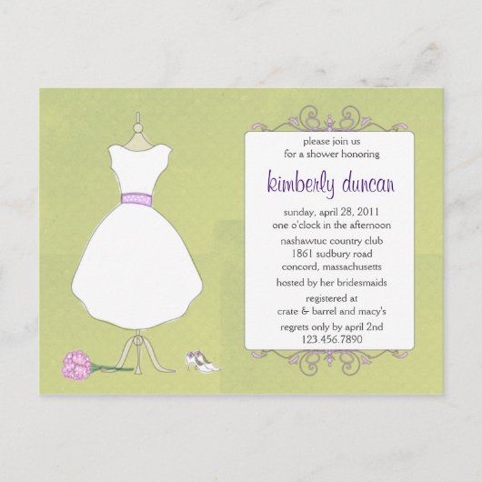 Wedding Gown Brautparty Einladung (Vorderseite)
