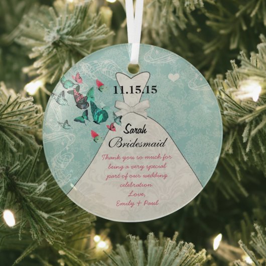 Wedding Gown Bridesmaid Butterfly Farbe wählen Ornament Aus Glas (InSitu)