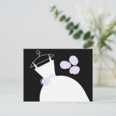 Wedding Gown Lila schwarze Pastellfarbe horizontal Postkarte (Stehend Vorderseite)