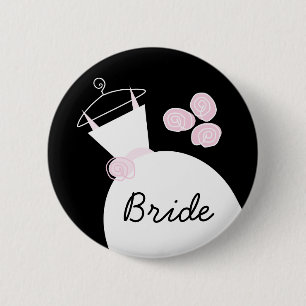 Wedding Gown Pink 'Bride' Knopf schwarz Button