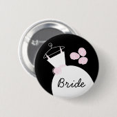 Wedding Gown Pink 'Bride' Knopf schwarz Button (Vorne & Hinten)