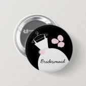 Wedding Gown Pink 'Bridesmaid' Taste schwarz Button (Vorne & Hinten)