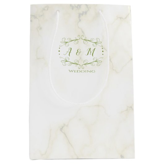 Wedding Green Chic Mittlere Geschenktüte (Vorderseite)