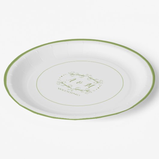 Wedding Green Chic Pappteller (Schrägansicht)