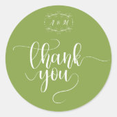 Wedding Green Chic Runder Aufkleber (Vorderseite)