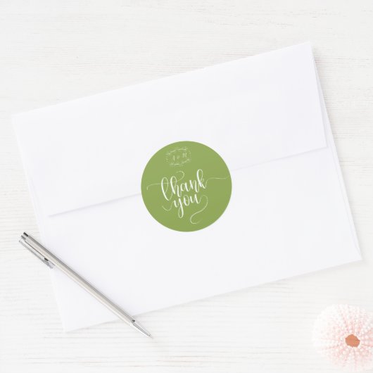 Wedding Green Chic Runder Aufkleber (Umschlag)