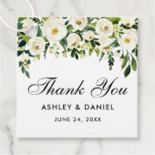 Wedding Green White Floral Vielen Dank Geschenkanhänger (Vorderseite)