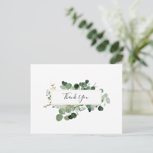Wedding Greenery Budget Danke Postkarte (Stehend Vorderseite)