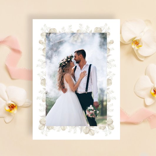 Wedding Greenery Calligraphy Script 2 Foto Dankeskarte