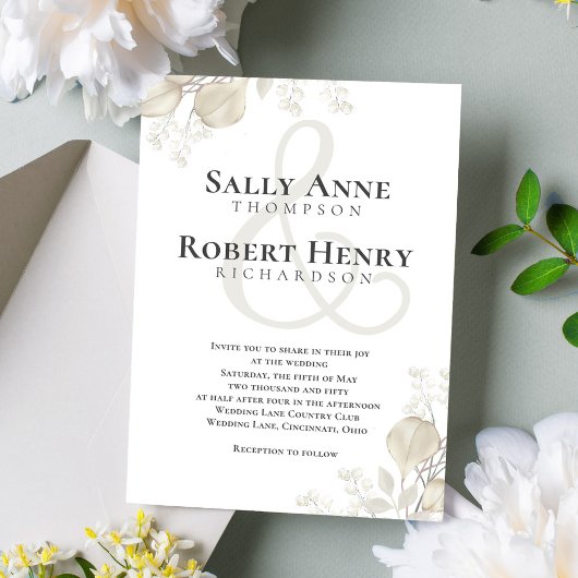 Wedding Greenery Calligraphy Script Ampersand Einladung