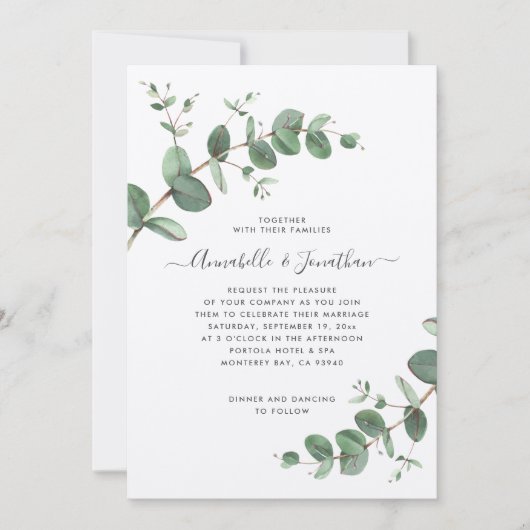 Wedding greenery Eucalyptus botanical modern kraft Einladung (Vorderseite)