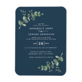 Wedding greenery Eucalyptus botanical navy blue Magnet (Vertikal)