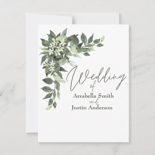 Wedding Greenery Eucalyptus Bouquet Watercolor Einladung (Vorderseite)