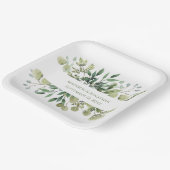 Wedding Greenery Eucalyptus Watercolor Personalize Pappteller (Gewinkelt)