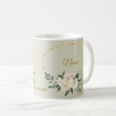 Wedding Greenery Leaves Pink Floral Gold Geometric Kaffeetasse (VorderseiteRechts)