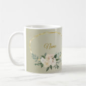 Wedding Greenery Leaves Pink Floral Gold Geometric Kaffeetasse (Links)