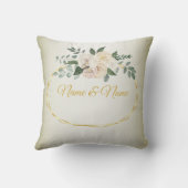 Wedding Greenery Leaves Pink Floral Gold Geometric Kissen (Rückseite)