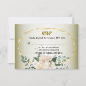 Wedding Greenery Leaves Pink Floral Gold Geometric RSVP Karte (Vorderseite)