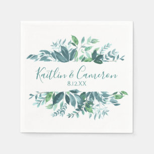 Wedding Greenery Napkins Typografie (Aquamarin b Serviette