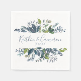 Wedding Greenery Napkins | Typografie (Dusty Blue) Serviette