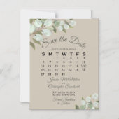 Wedding Greenery Save the Date Kalender Tan Taupe Magneteinladung (Vorderseite)
