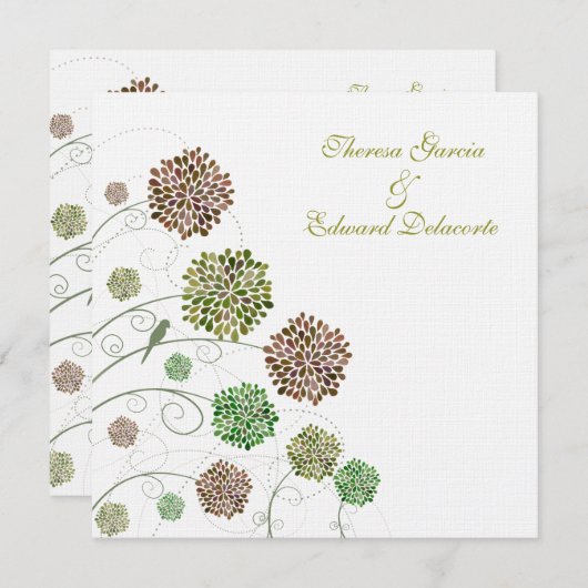 Wedding grüne Giebel-personalisierte Einladung (Vorne/Hinten)