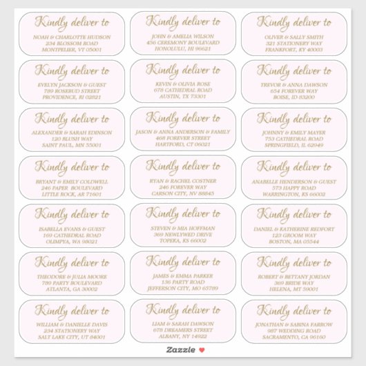 Wedding Guest Address Custom-Cut Vinyl Sticker (Blatt)