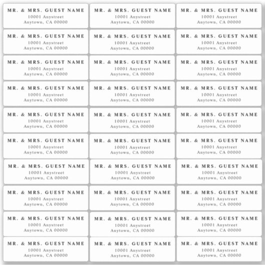 Wedding Guest Address Labels (Vorderseite)