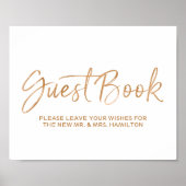 Wedding Guest Book 8x10 Stilvolle Rose Gold Sign Poster (Vorne)