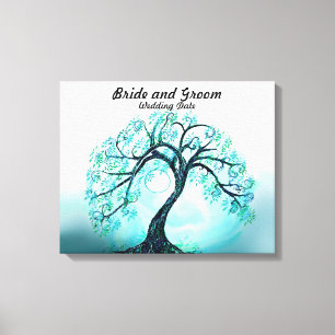 Wedding Guest Book Alternative Blue Tree of Life Leinwanddruck