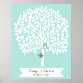 Wedding Guest Book Alternative Tree, blaue Blätter Poster