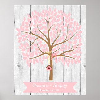 Wedding Guest Book Alternative Tree, rosa Blätter Poster