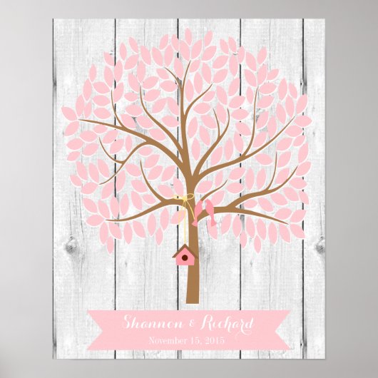 Wedding Guest Book Alternative Tree, rosa Blätter Poster (Vorne)