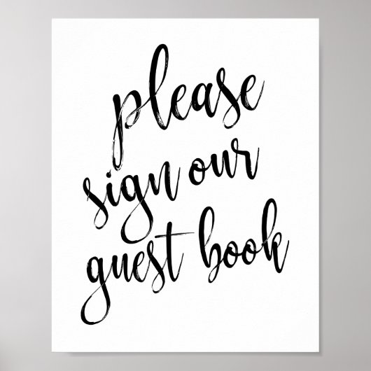 Wedding Guest Book Black and White 8x10 Sign Poster (Vorne)