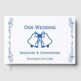Wedding Guest Book Blue Sapphire Bells Scrollwork Gästebuch