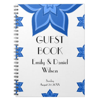 Wedding Guest Book Cobalt Blue Blume Notizblock